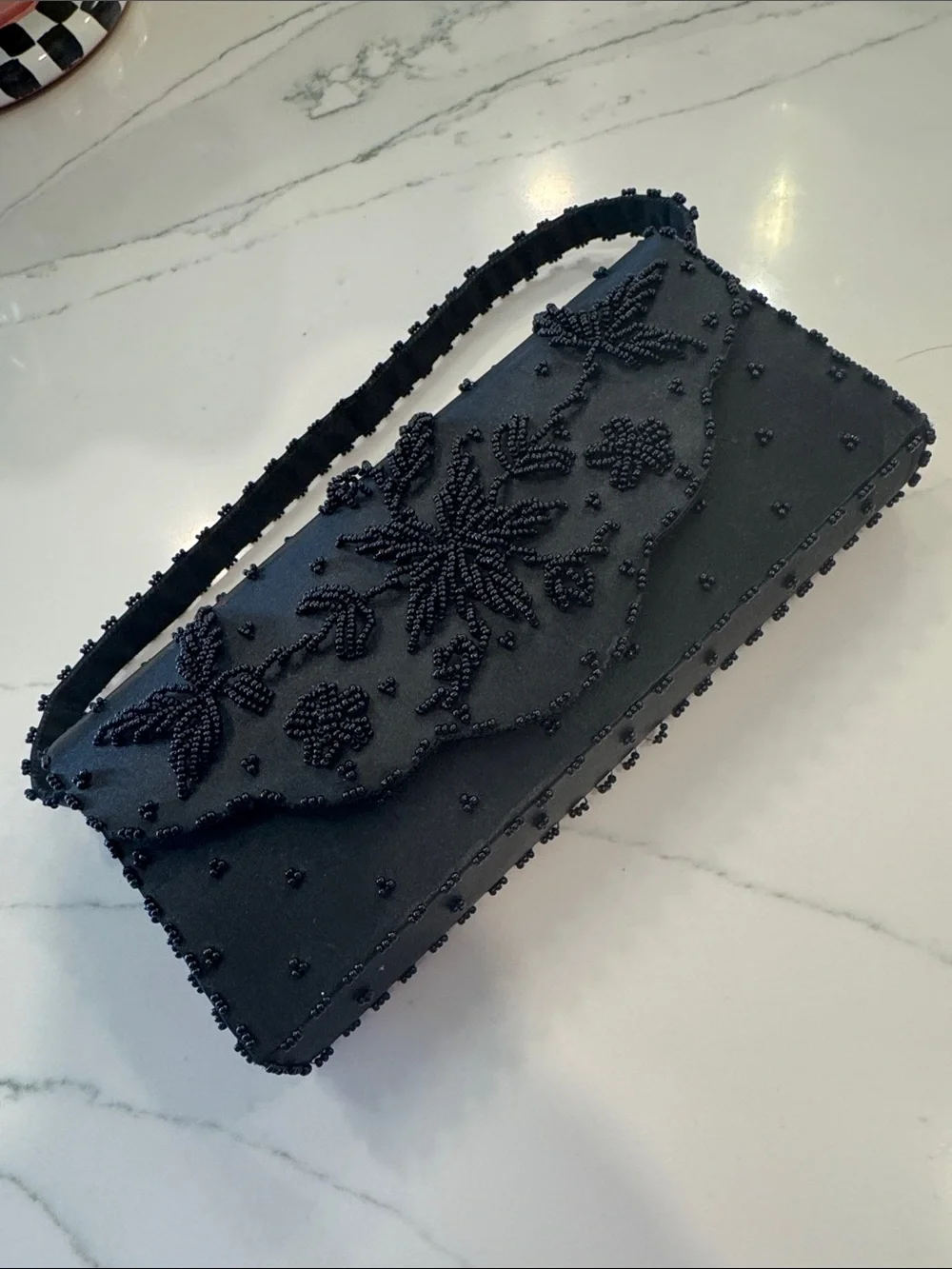 Vintage Black Beaded Evening Bag
